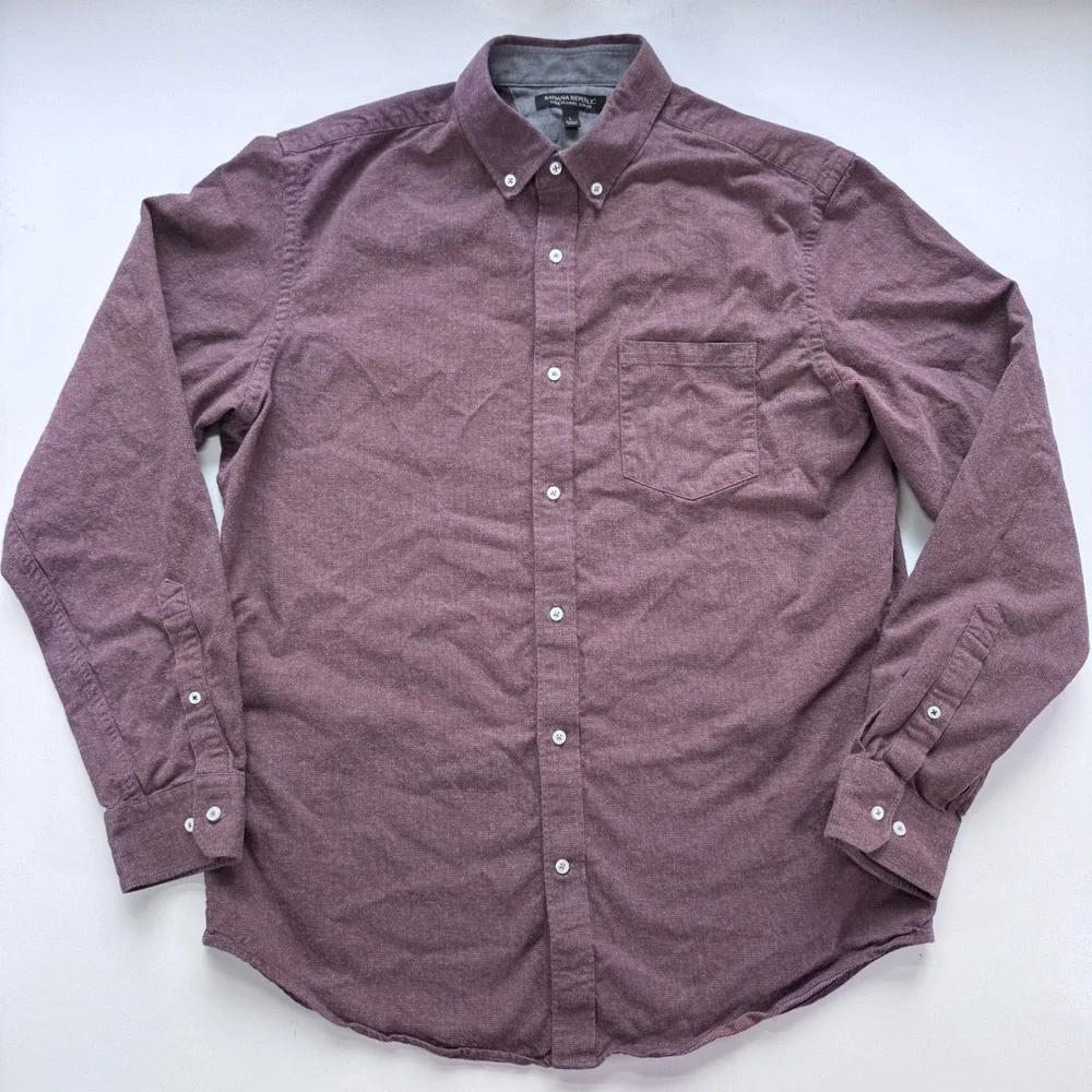 BANANA REPUBLIC Luxe Flannel Slim Fit Shirt Mens Large Red
